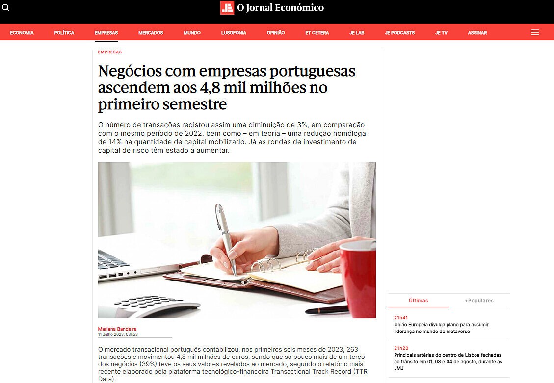 Negcios com empresas portuguesas ascendem aos 4,8 mil milhes no primeiro semestre